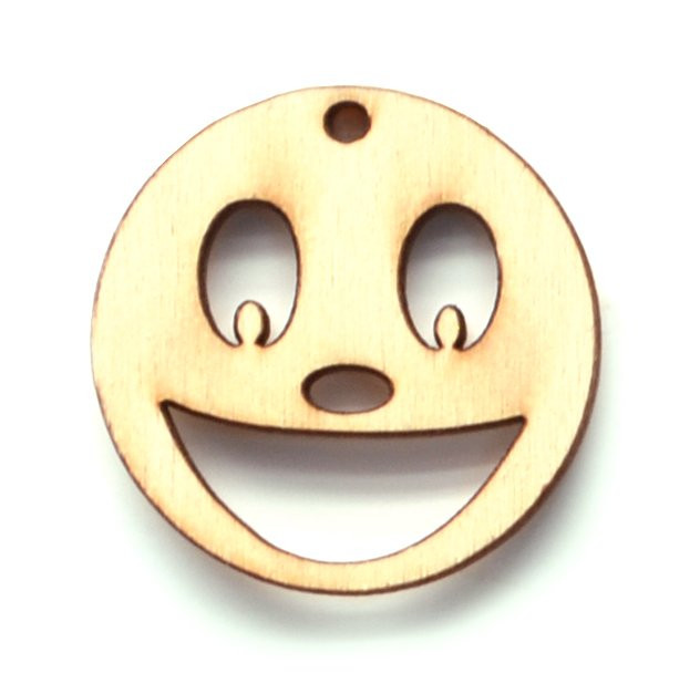 Dřevěný výřez smajlík široký úsměv, pr. 3,5 cm