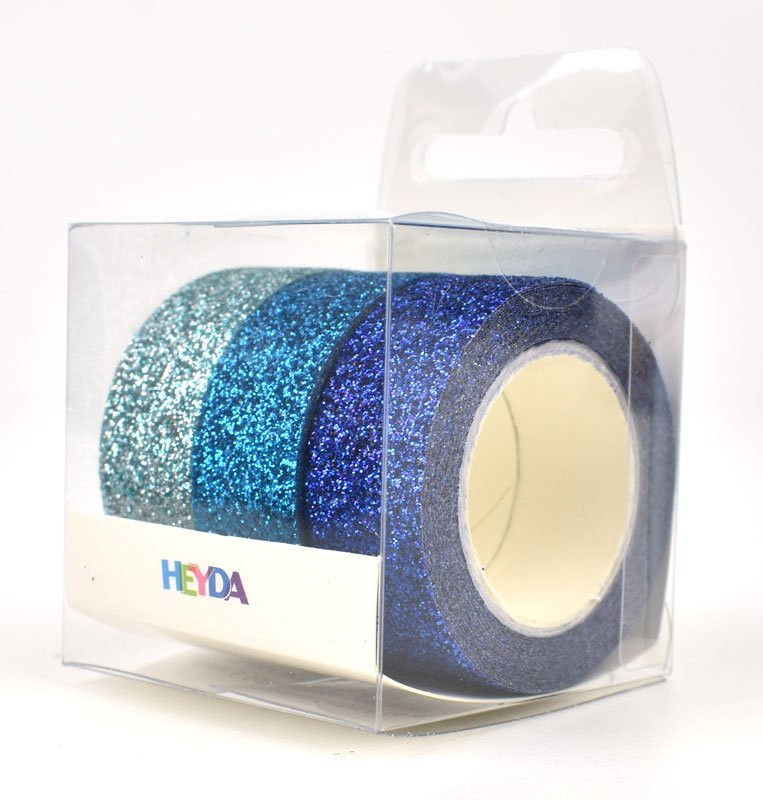 Glitrová páska 1,5 cm x 3 m, modrý mix, 3 ks - 1