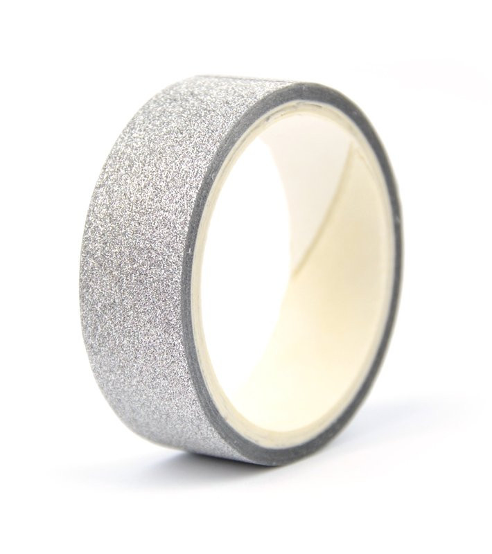 Glitrová stříbrná lepicí páska, 15 mm x 3 m - 1