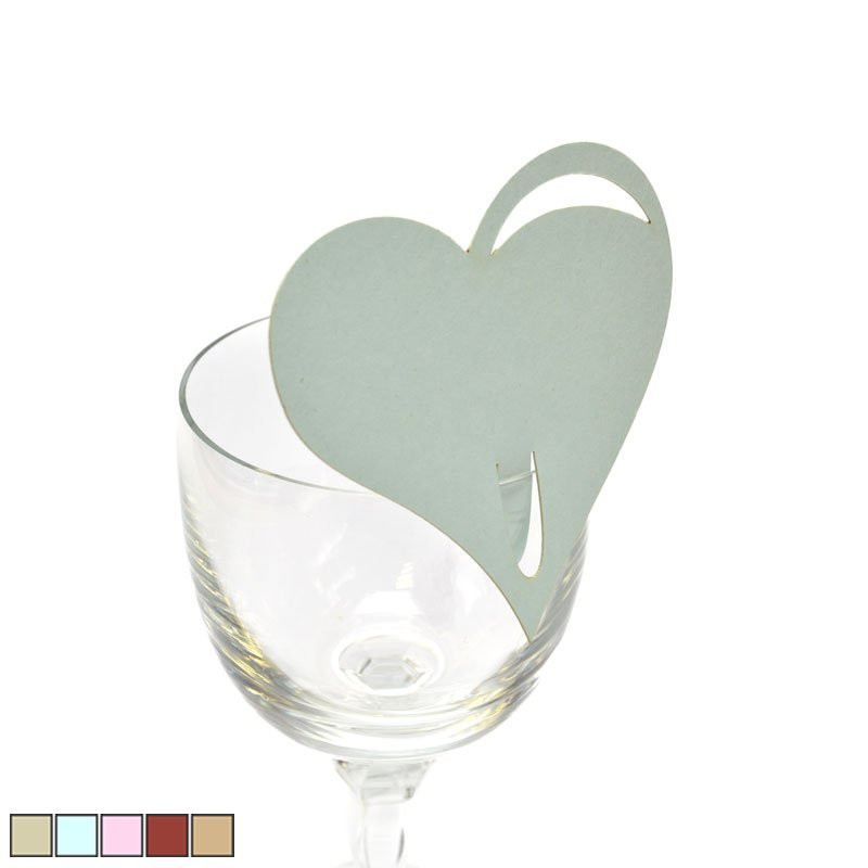 Jmenovka na sklenici Srdce, 5 ks, perleťová mátová, 7,3 x 6,8 cm