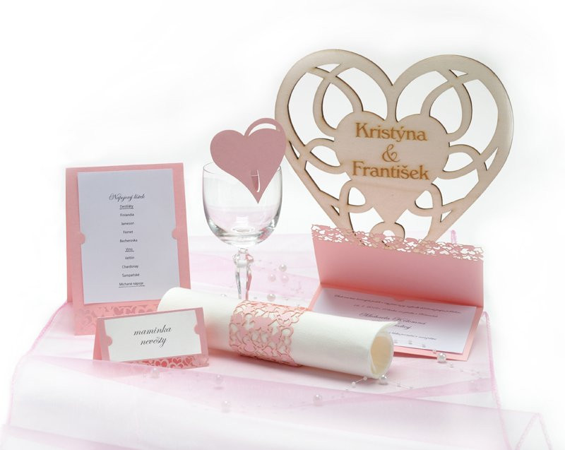 Jmenovka na stůl Srdce, perleťová růžová, 9 x 5 cm - 2