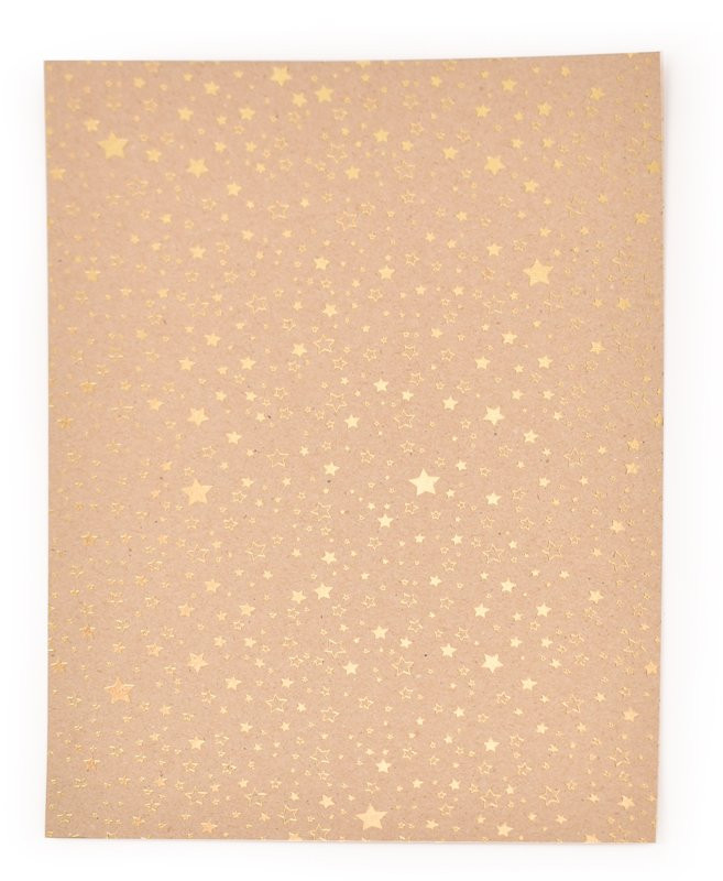 Karton natur A4, hvězdičky zlaté, 220 g