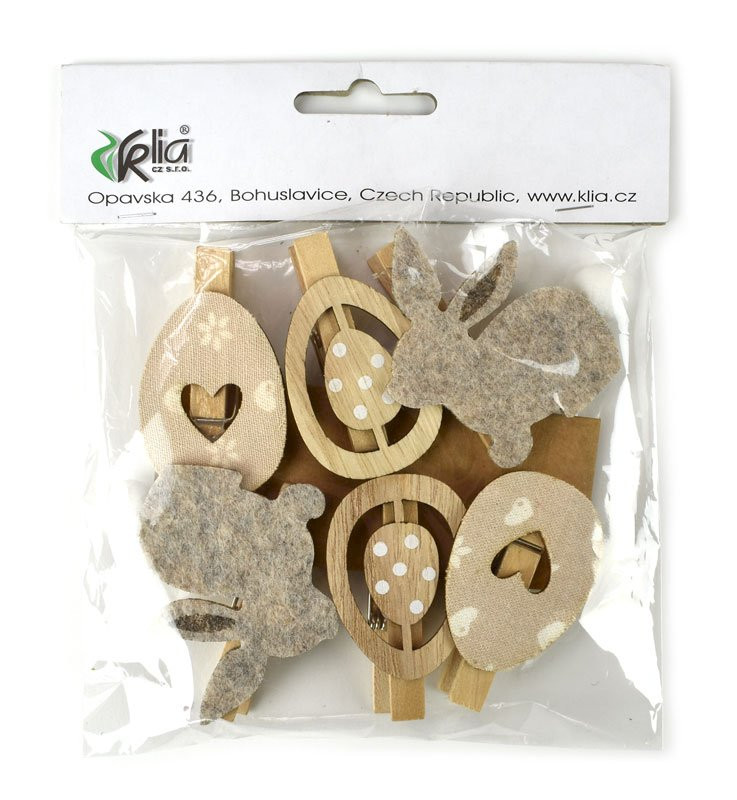 Kolíčky dřevěné velikonoční, 6 ks - 1