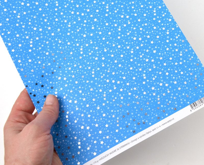 Papír A4, hvězdičky modré se stříbrnou, 170g - jednostranné - 1
