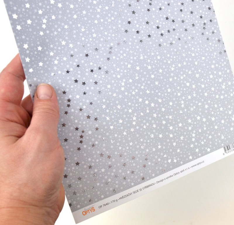 Papír A4, hvězdičky šedé se stříbrnou, 170g - jednostranné - 1