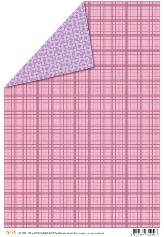 Papír A4, káro, růžová/fialová - oboustranný
