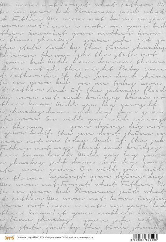 Papír A4, písmo šedé, jednostranný ,170g
