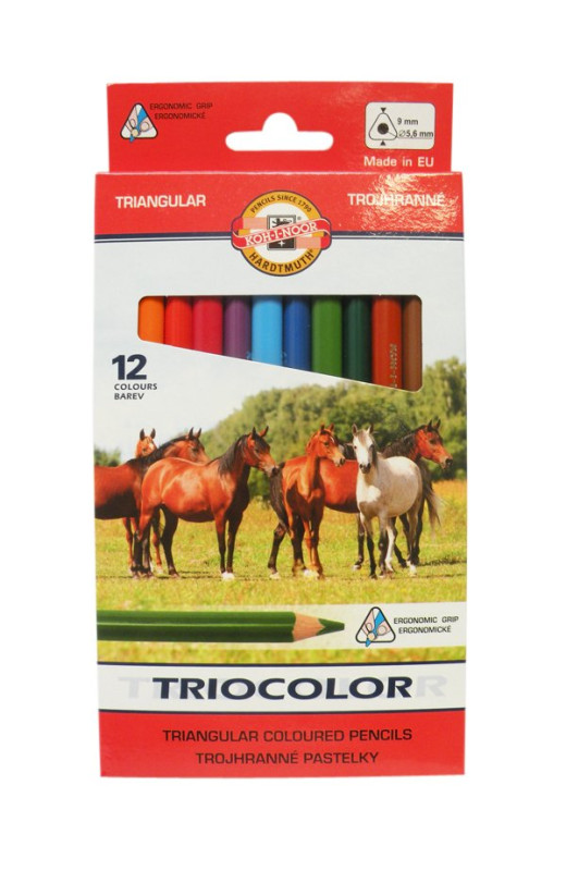 Pastelky Triocolor, kůň, 12 ks, 9 mm