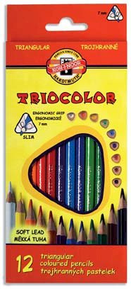 Pastelky trojhranné školní Triocolor, 12 ks