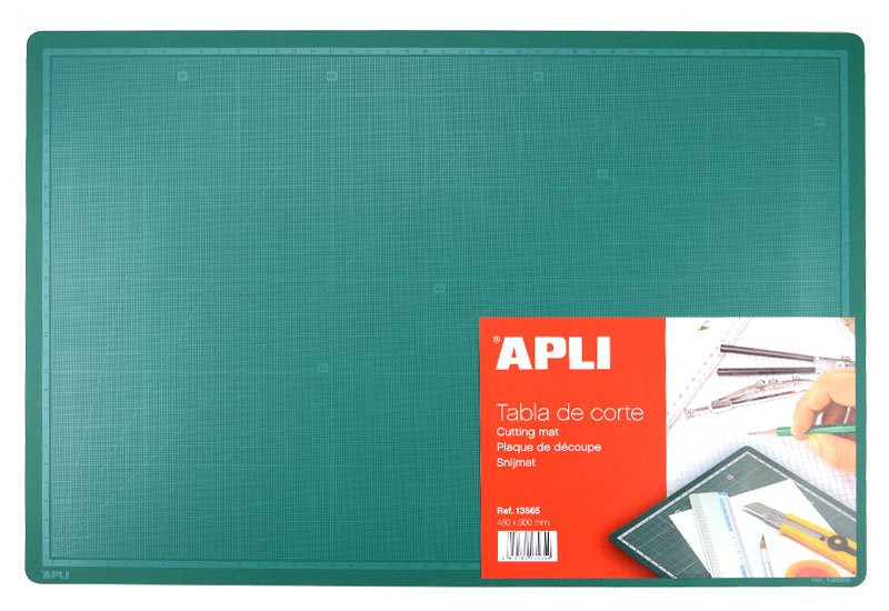 Řezací podložka Apli, oboustranná PVC, 450 x 300 x 2 mm, zelená - 1