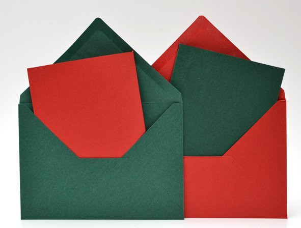 Sada přání s obálkou, C6, červená a zelená, 10 ks - 1