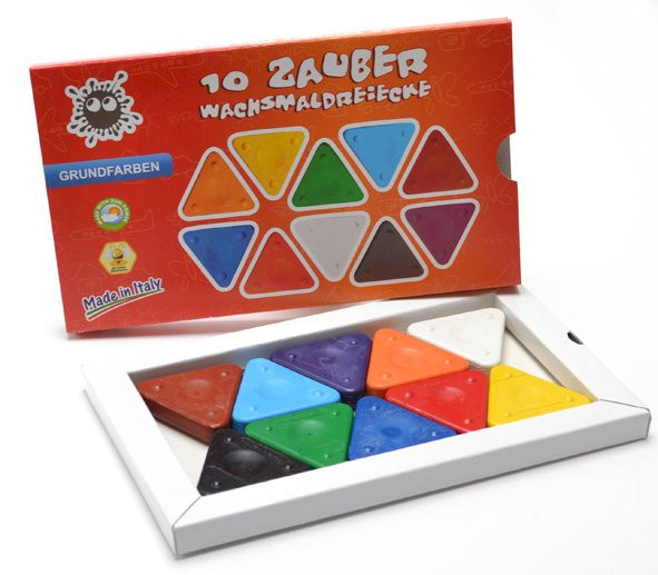 Trojboké voskovky Triangle magic, sada 10 barev - 1