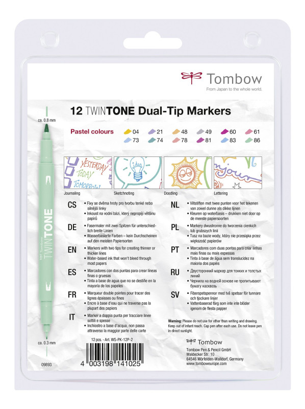 Twintone oboustranné popisovače Tombow, pastelové, 12ks - 2