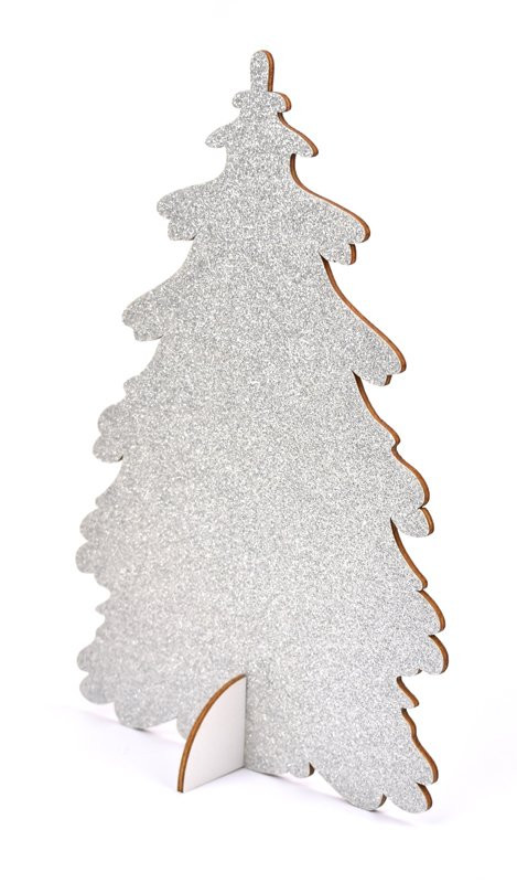 Vánoční stromek malý, stříbrný glitr - 1