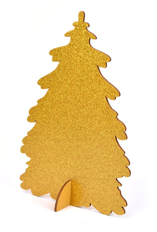 Vánoční stromek malý, zlatý glitr - 1