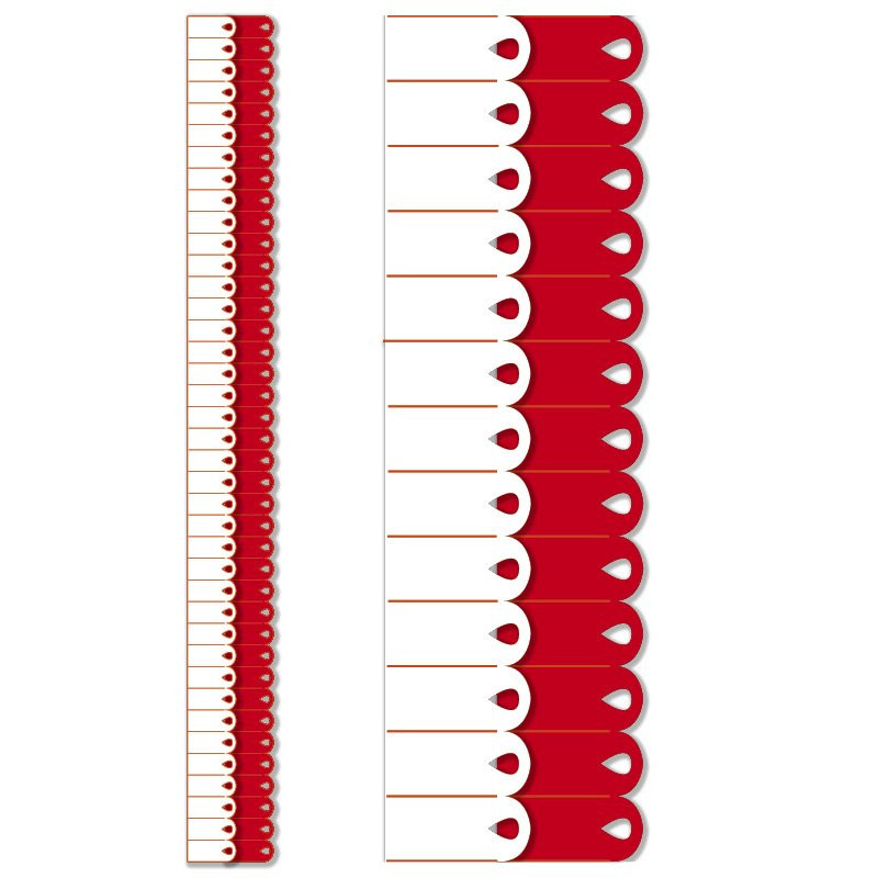 Výřez skládaná rozeta 6, malá, červená, bílá, 8 ks