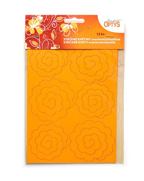 Výřez stáčené květiny oranžová/zlatožlutá - 1