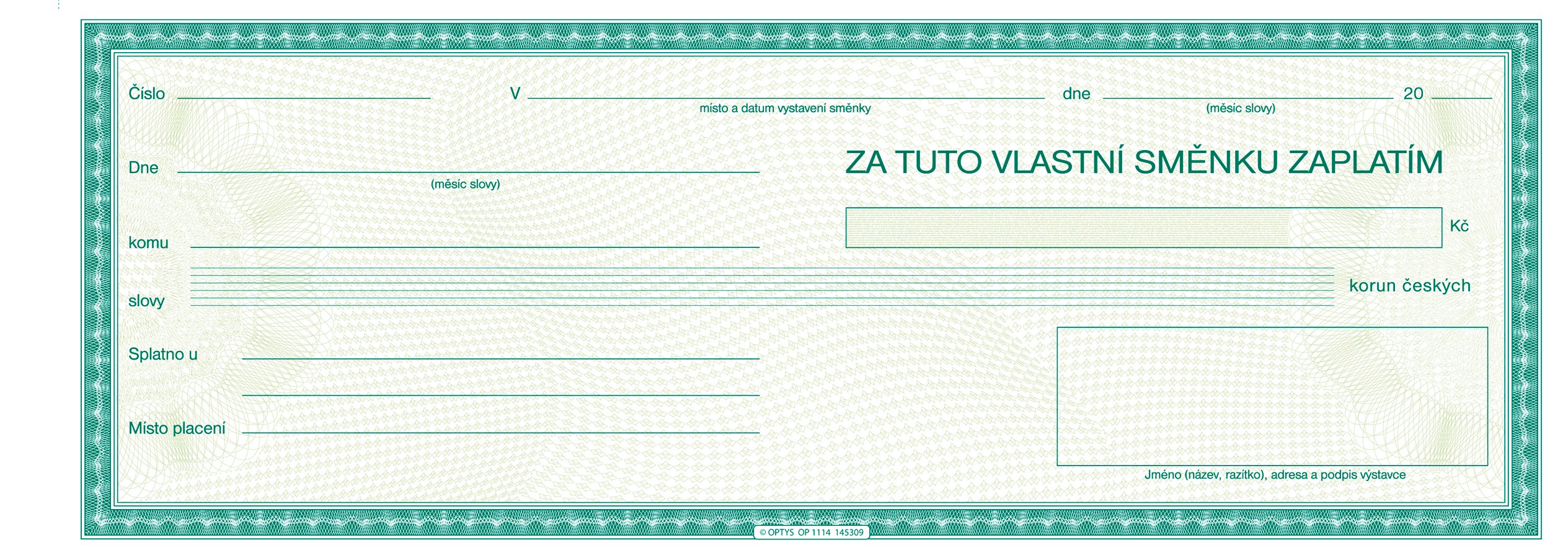 Optys Vlastní směnka Zaplatím