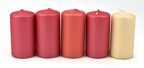 Adventní svíčky Emocio, růžové metal mat, 4 x 7,5 cm, 4+1 ks - 0