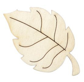 Dřevěný výřez březový list, 5 x 7,5 cm