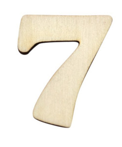 Dřevěný výřez číslice 7, 3,5 x 4 cm