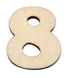Dřevěný výřez číslice 8, 3,5 x 4 cm