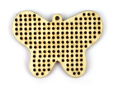 Dřevěný výřez k vyšívání, motýl, 6 x 4,5 cm