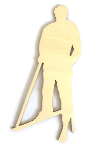 Dřevěný výřez, lyžař, 12 x 28 cm