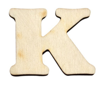 Dřevěný výřez písmeno K, 4,5 x 4 cm