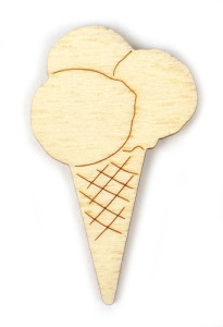 Dřevěný výřez, zmrzlina, 3,3 x 5,5 cm