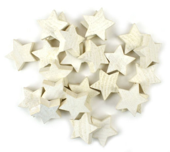 Hvězdičky dřevěné, 24 ks, 3 cm, bílé