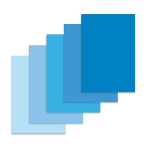 Pěnová guma, modrá sada 5 odstínů, 50 x 70 cm