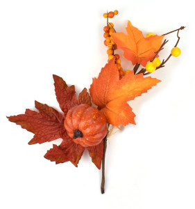 Větvička podzimní s dýní, textil, 26 cm