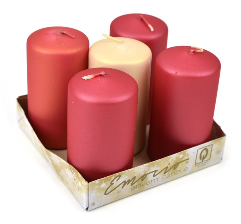 Adventní svíčky Emocio, růžové metal mat, 4 x 7,5 cm, 4+1 ks - 1