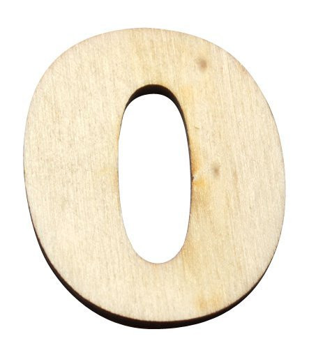 Dřevěný výřez číslice 0, 3,5 x 4 cm