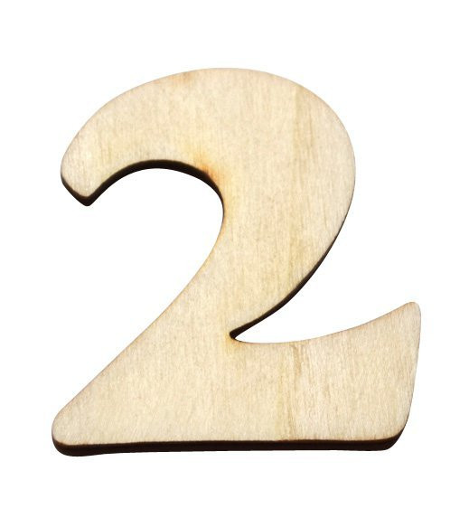 Dřevěný výřez číslice 2, 3,5 x 4 cm