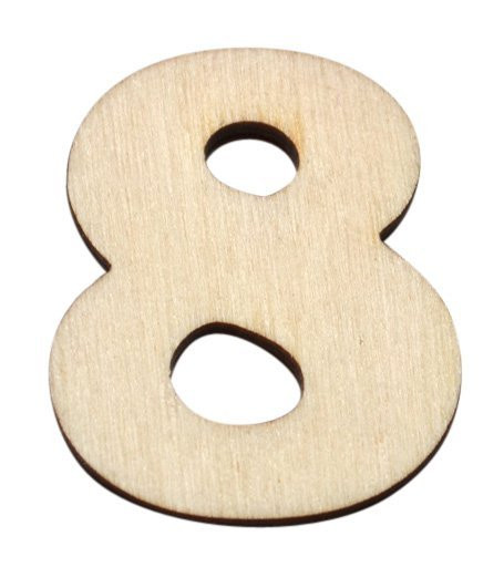 Dřevěný výřez číslice 8, 3,5 x 4 cm