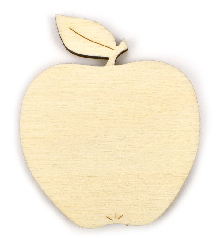 Dřevěný výřez, jablko, 4,6 x 5,5 cm