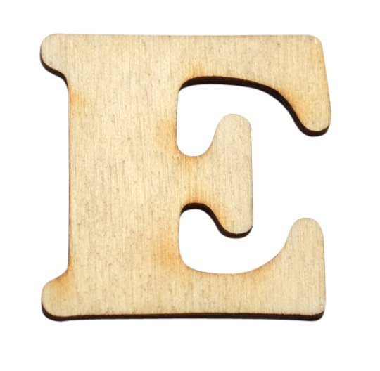 Dřevěný výřez písmeno E, 3,5 x 4 cm