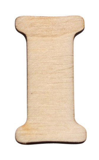 Dřevěný výřez písmeno I, 4 x 2 cm