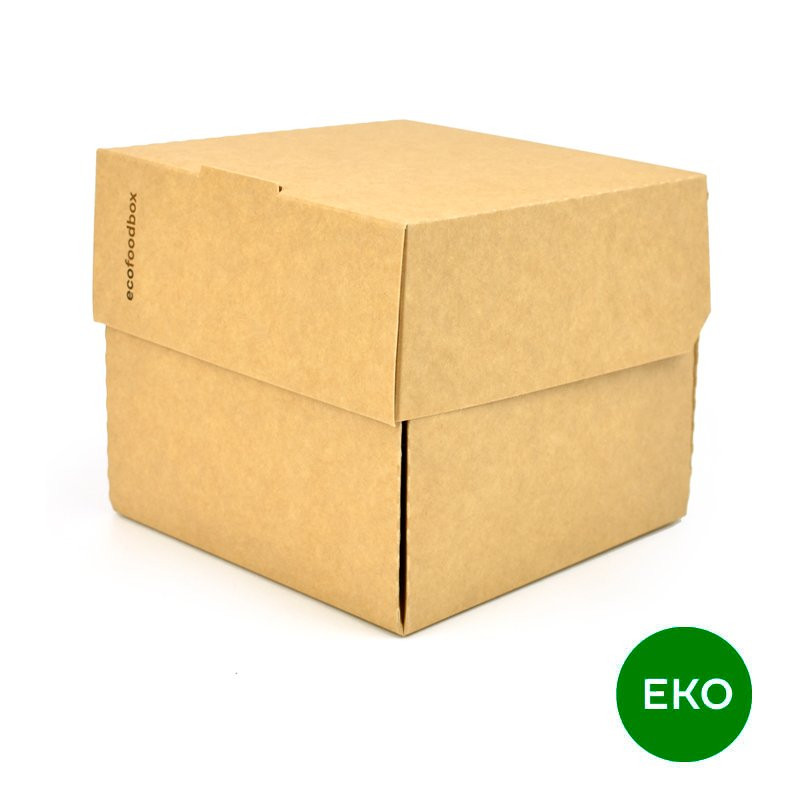 EKO box na hamburger, kraft, 120 x 118 x 105 mm