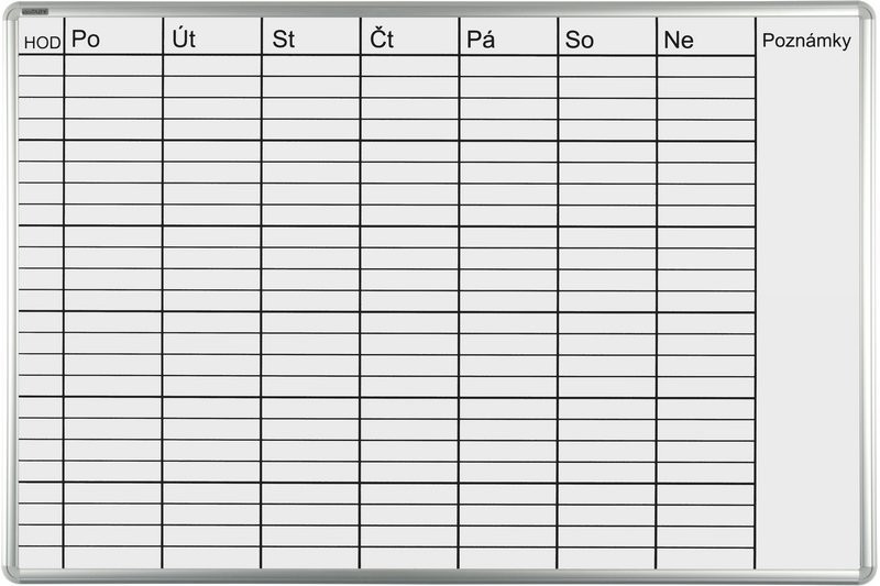 Keramická plánovací tabule ekoTAB týdenní 100 x 70 cm