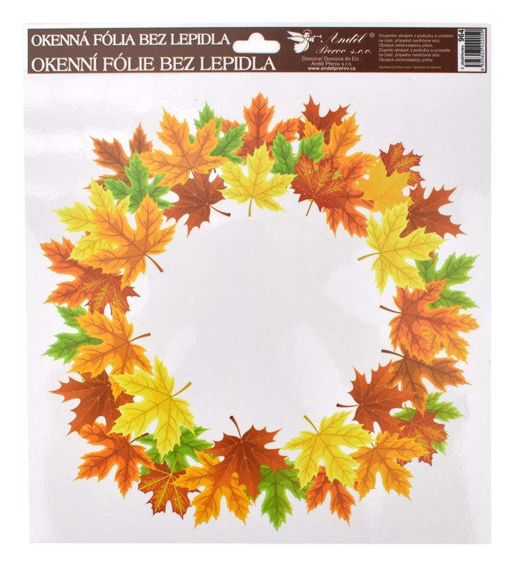 Okenní fólie, podzimní věnec, 30 x 30 cm, mix - 1