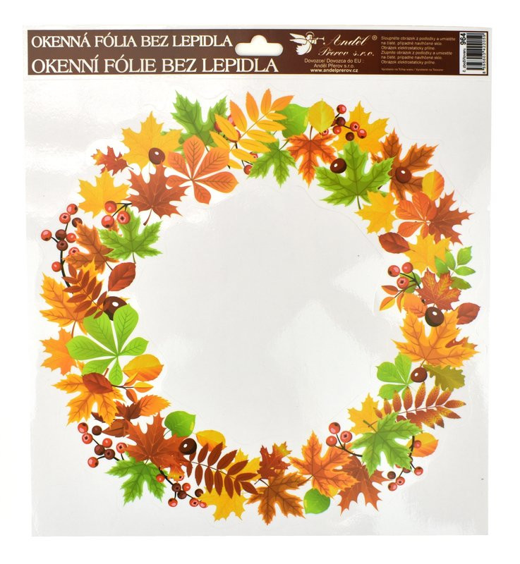 Okenní fólie, podzimní věnec, 30 x 30 cm, mix - 4