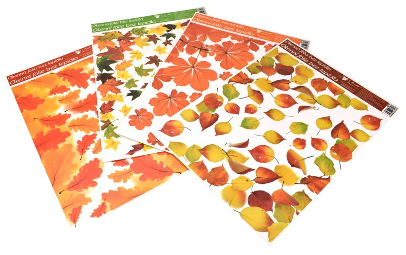 Okenní fólie rohová, podzimní listí, mix, 42 x 30 cm - 1