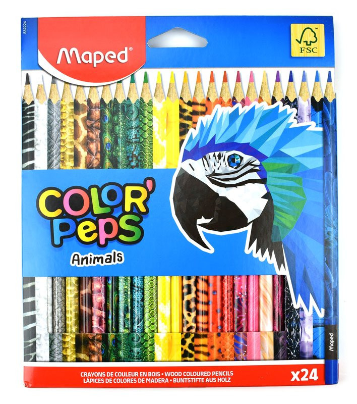 Pastelky Maped ColorPeps Animals, 24 ks