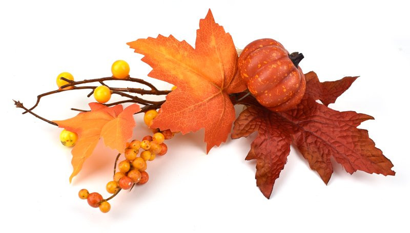Větvička podzimní s dýní, textil, 26 cm - 1