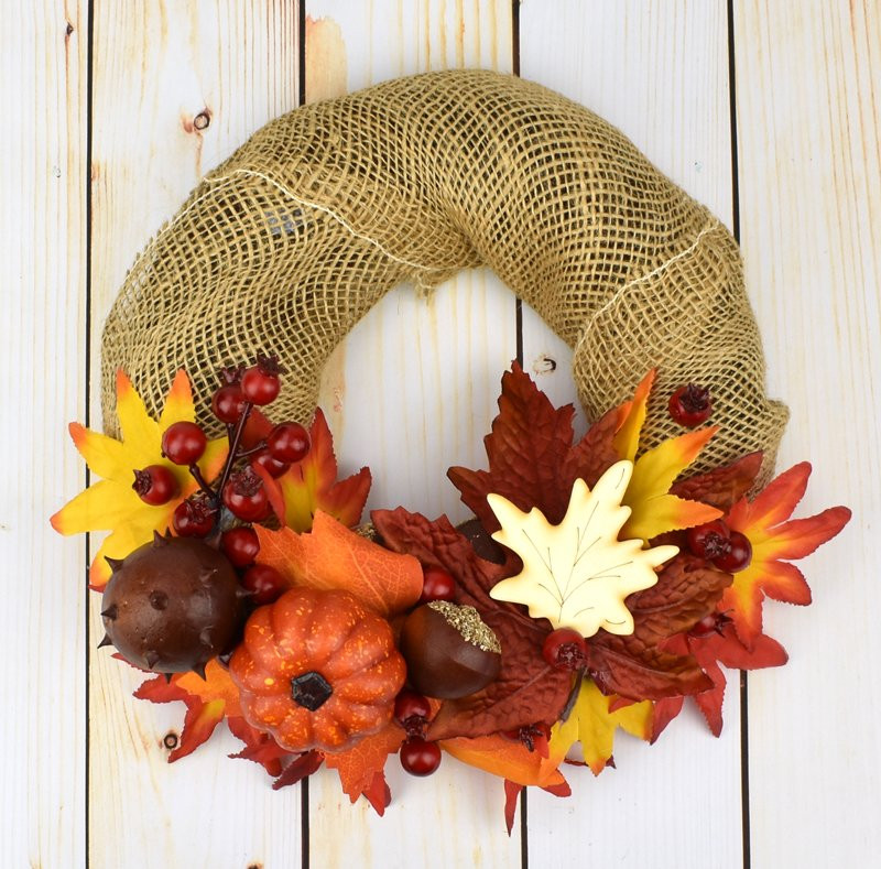 Větvička podzimní s dýní, textil, 26 cm - 2