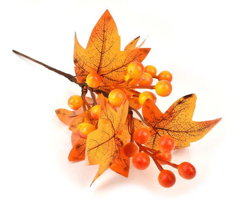Větvička podzimní s plody, textil, 30 cm - 1