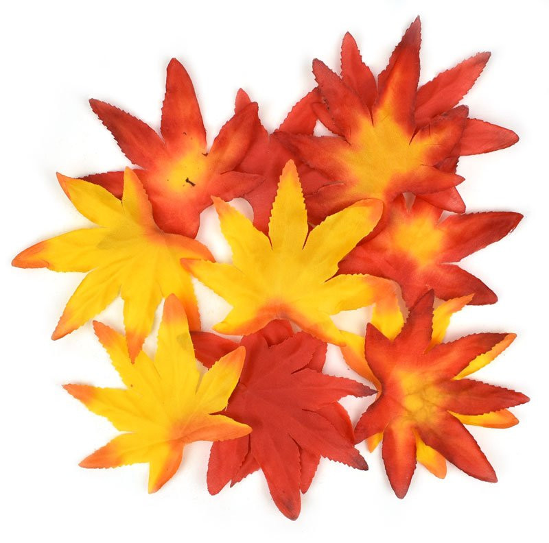 Listy podzimní, textil, 7 cm, 12 ks